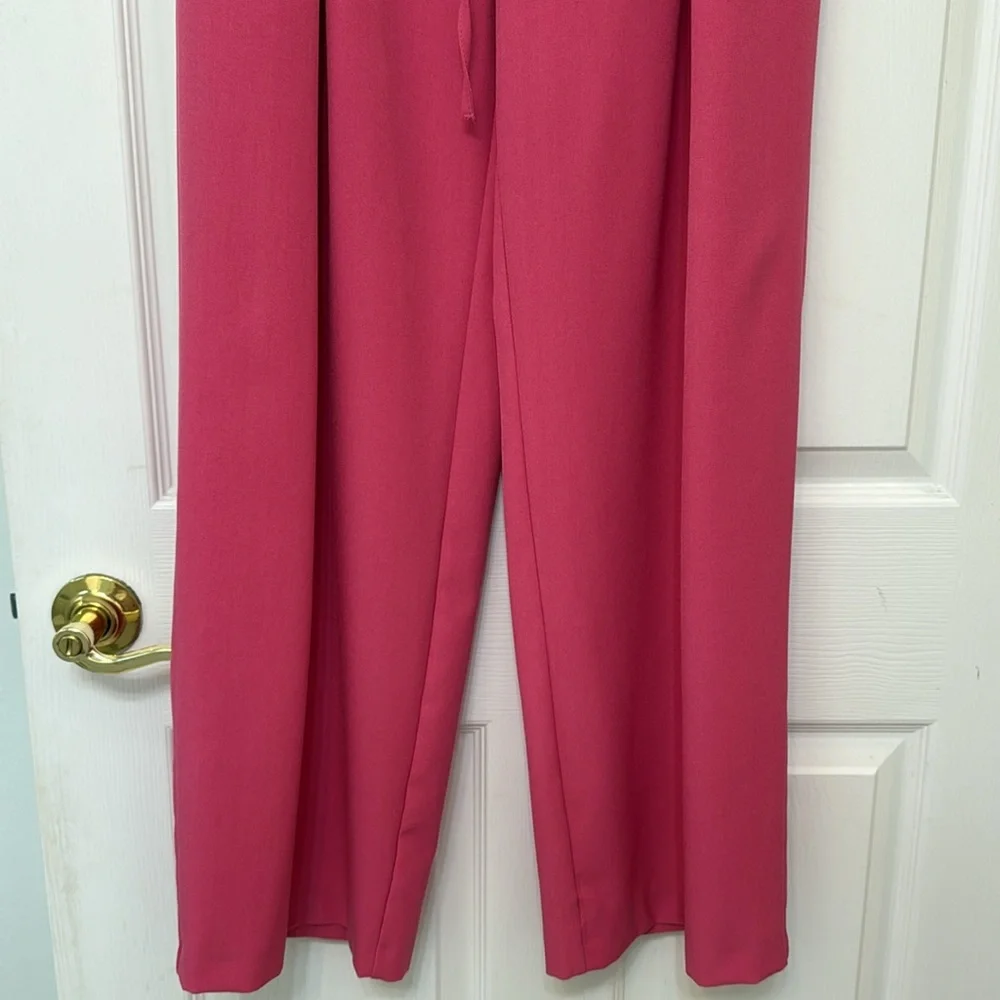 River Island Pink High Waist Wide Leg Pleated Pants - Picture 9 of 12